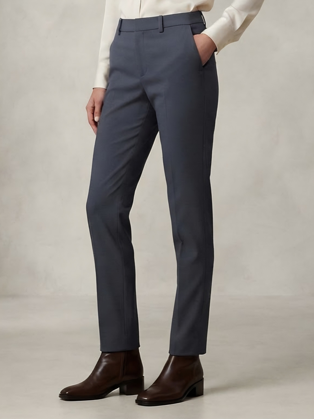 Ralph Lauren Purple Label Wool Straight Black Trousers Size 2